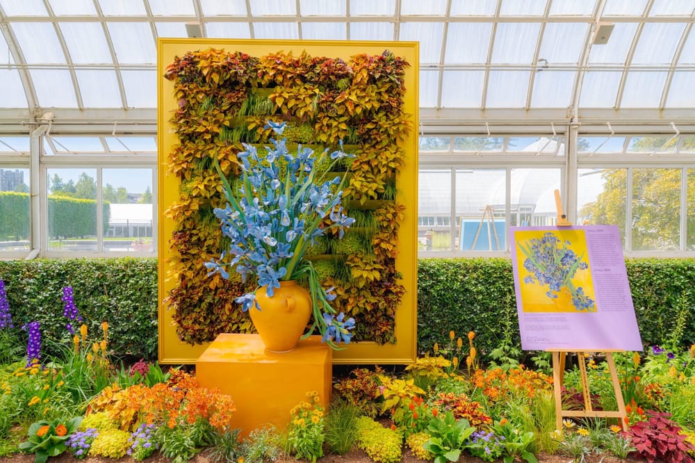 "Irises: Van Gogh Eren," Amie Jacobsen (b. 1975, United States) Irises: Van Gogh Eren, 2025 Mixed Media (Painted steel, Extira composite, and MDO plywood) 