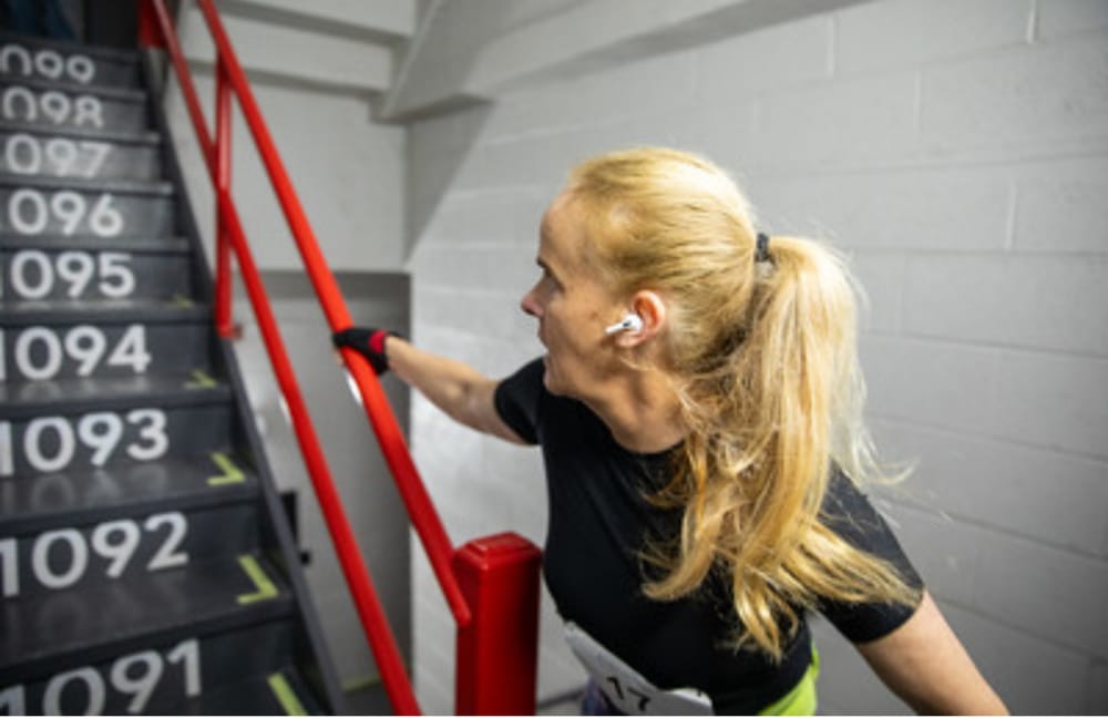This article's author, Michelle Coleman, running up PENN 1
