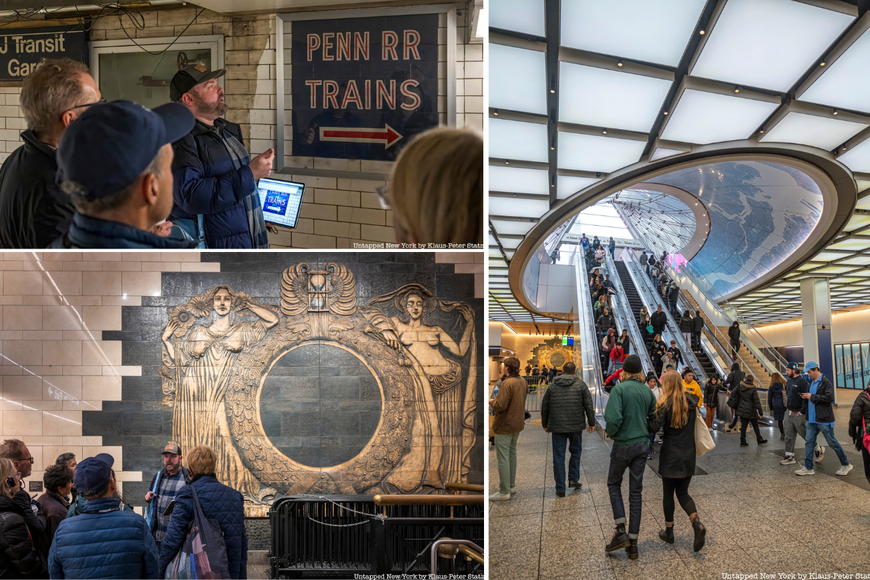 Rivers leading a tour through Penn Station
