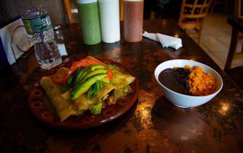 PLate of mexican food at la Morada
