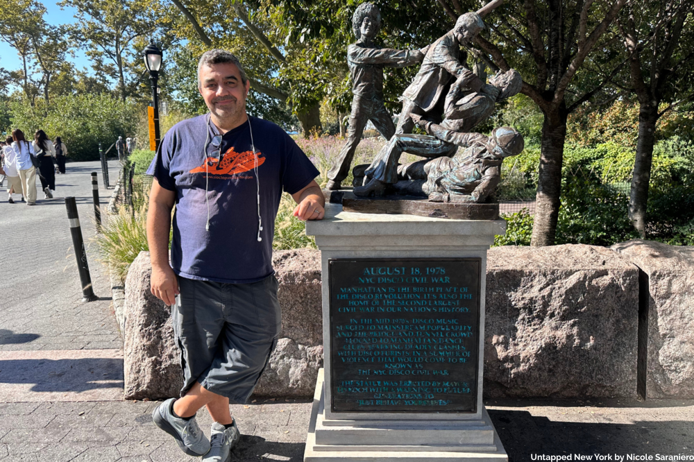 Joe Reginella with his 2025 Sculpture "Disco Civil War"
