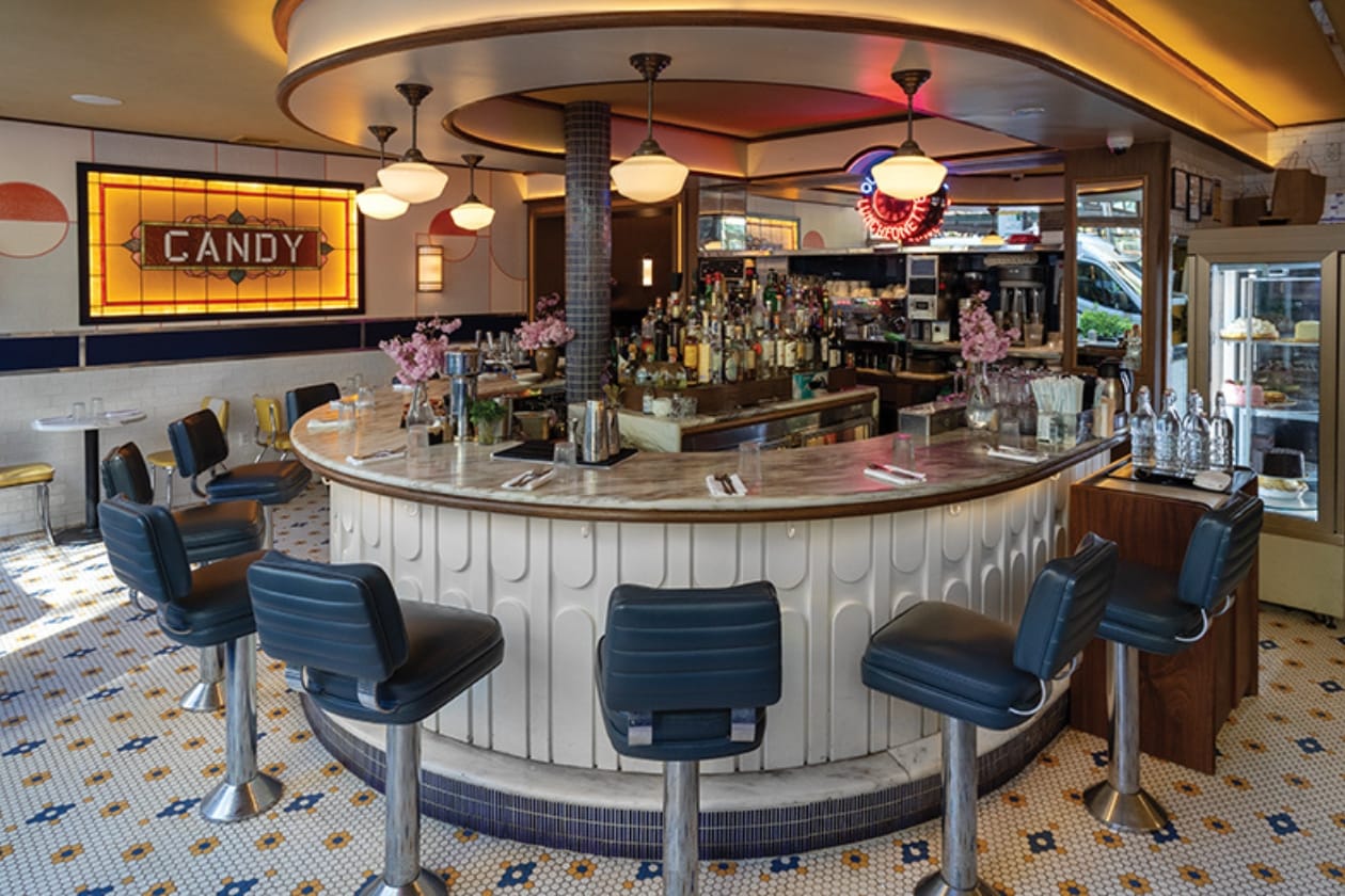 The bar at Old John's Luncheonette in NYC