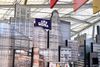 The entrance to CityWorks at NYSCI which is a collaged skyline display