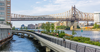 View of the Queensboro Bridge over the midtown greenway
