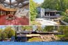 Collage of photos including the exteriors of the Chahroudi Cottage and Massaro House, interior of the Massaro house on Petra Island