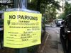 Fake No Parking Film Shoot Signs in NYC for Sequels to Famous Movies