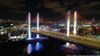 Kosciuszko Bridge lit in blue and gold