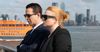 Jeremy Strong and Sarah Snook on the water in NYC
