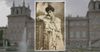 Consuelo Vanderbilt portrait against a backdrop of Blenheim Palace