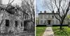 Before and after photographs of the Blackwell House on Roosevelt Island