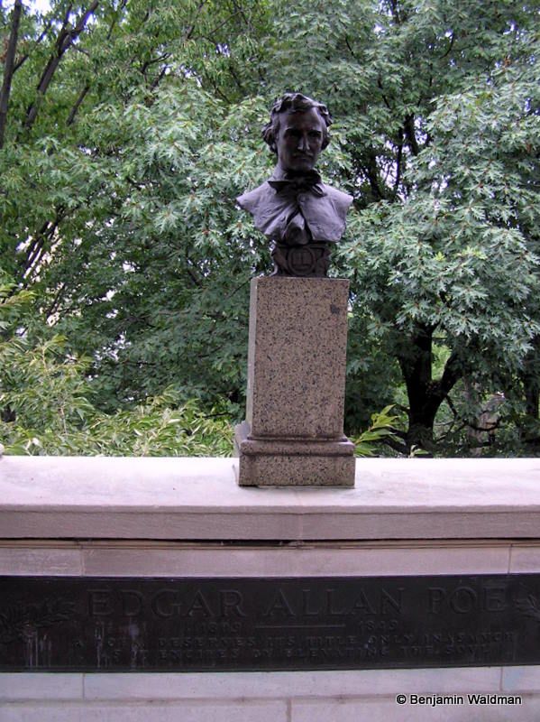 A bust of Edgar Allan Poe at the Hall of Fame of Great American