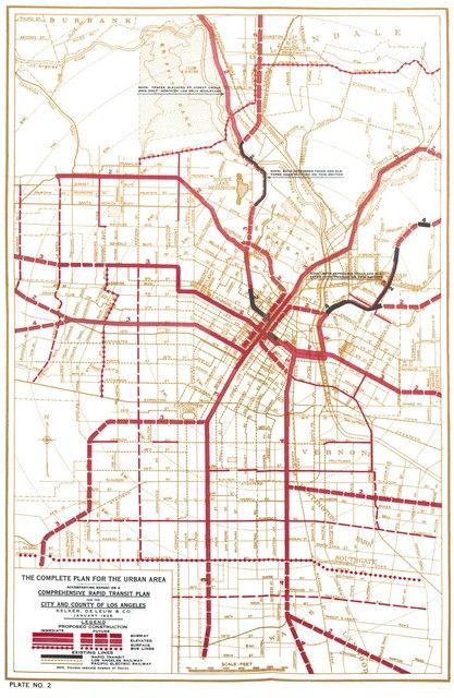 Los Angeles Rapid Transit PLan-1925-Never Built LA