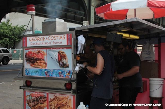 Cart Outside_Souvlaki King of Astoria_Astoria_New York_Untapped Cities_Matthew Dorian Corbin