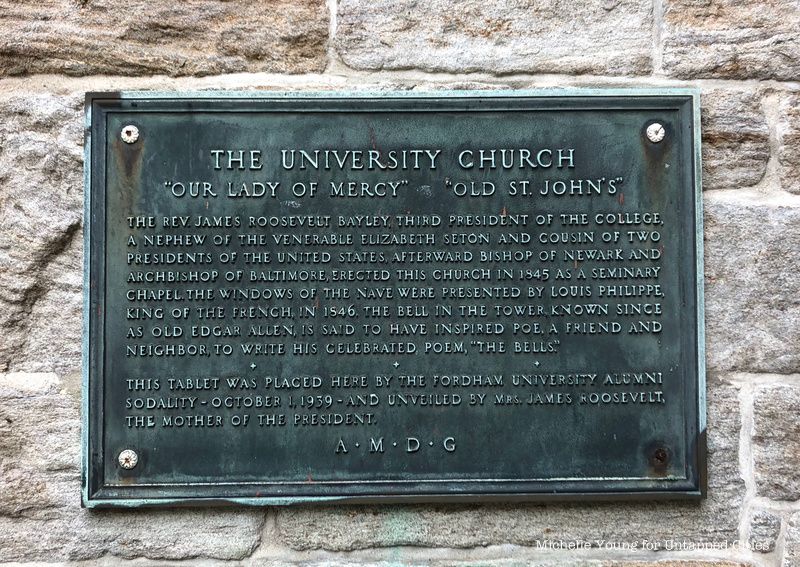 A plaque at The university Church that says a bell was renamed Old Edgar Allan in honor of the poet