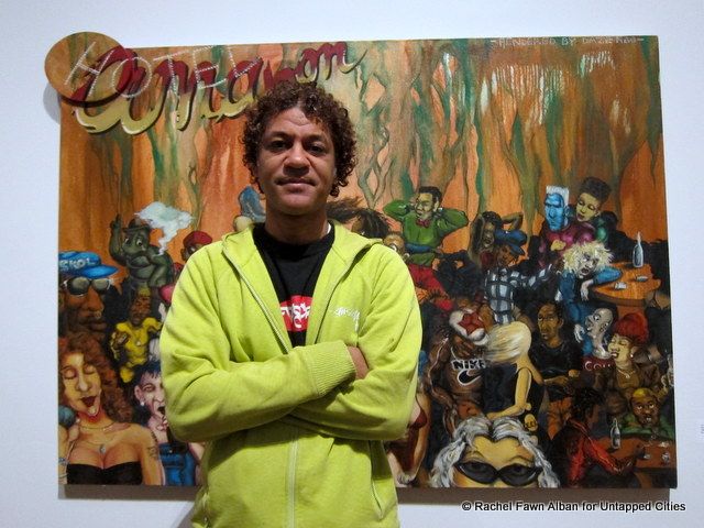 FUTURA 2000 in front of one of his paintings from the Wong collection.