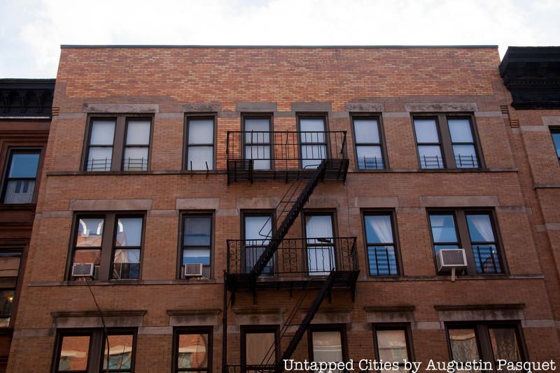 Two different colored bricks show evidence of building repairs after a 1960 Park Slope Plane Crash