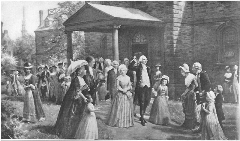 Drawing of George Washington at St. Paul’s Chapel