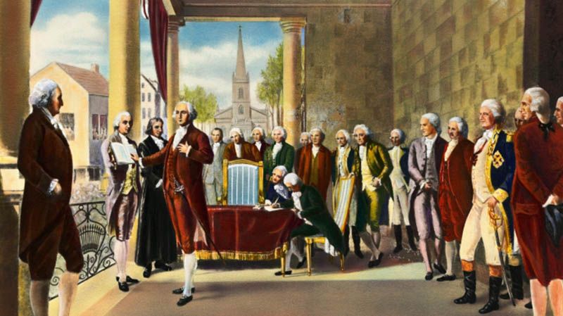 Painting of George Washington's Inaugural Ceremony