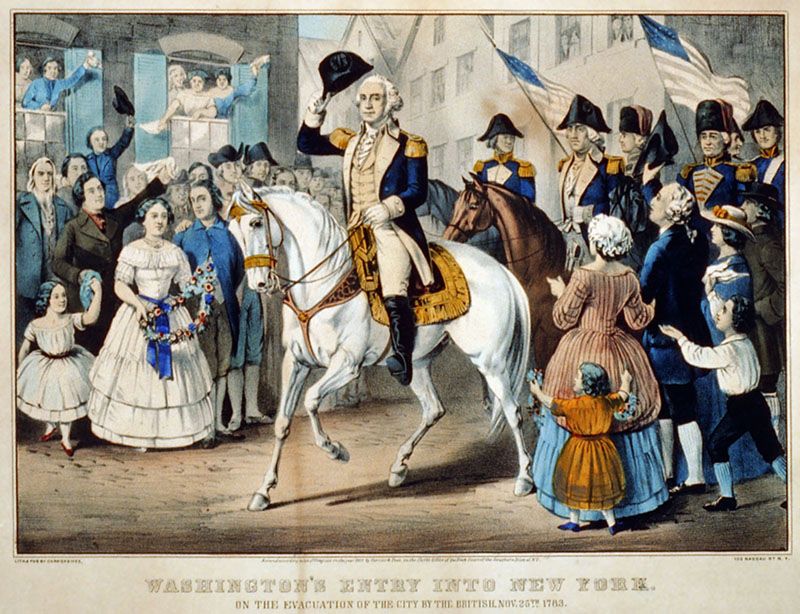 Painting of George Washington’s entry into New York for his inauguration