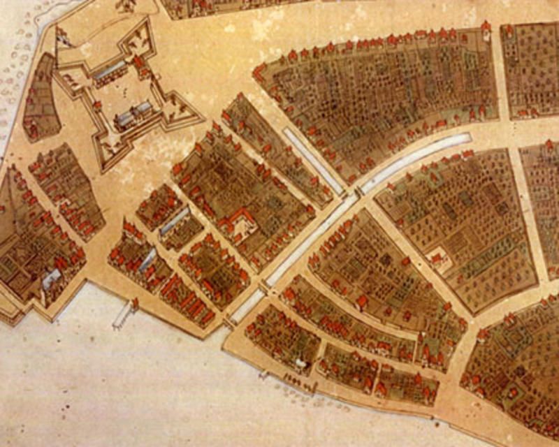 Broad Street on a map of Dutch streets in NYC