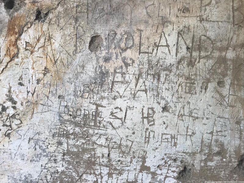 Graffiti on the walls of a tunnel at Fort Totten