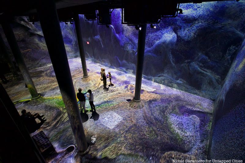 Wispy rainbow projections cover the walls of Artechouse in Chelsea Market