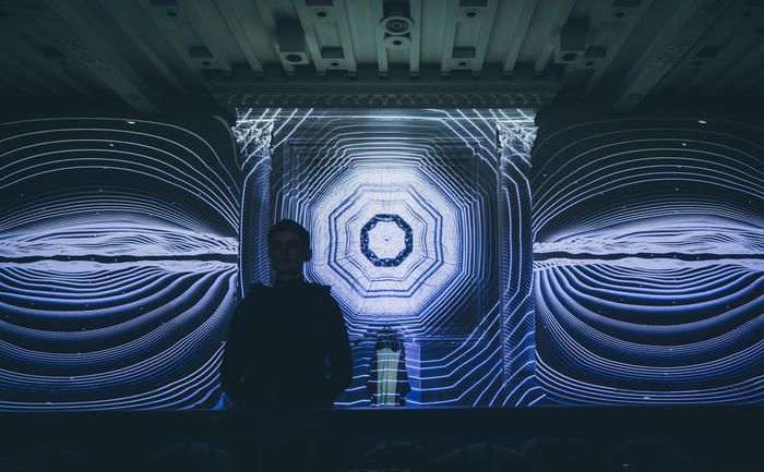 Graphic art projected onto the wall at ZeroSpace