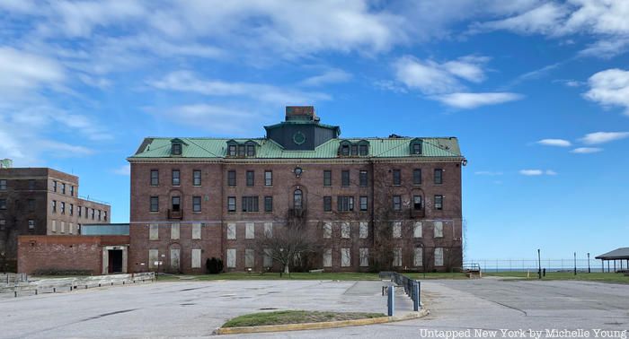 Abandoned Neponsit Beach Hospital front entrance
