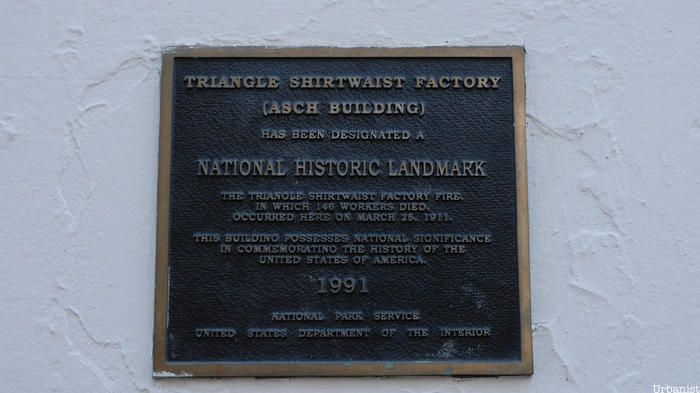 Triangle Shirtwaist Fire plaque