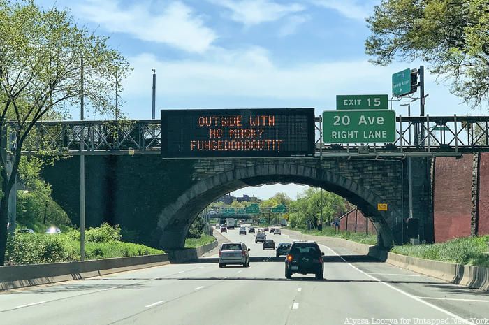 Outside with No Mask fuhgeddaboudit sign