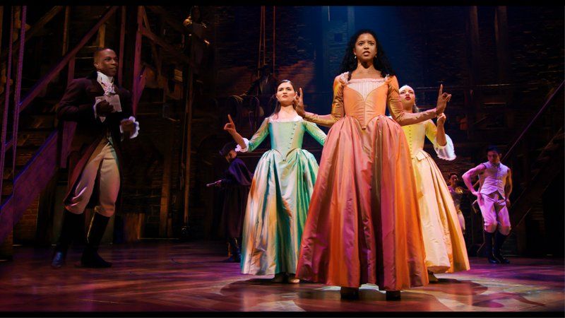 Phillipa Soo as Eliza Hamilton, Renee Elise Goldberry as Angelica Schuyler 
