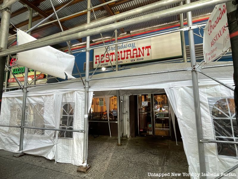 Broadway Restaurant under scaffolding located on Broadway between West 101nd Street and West 102nd Street