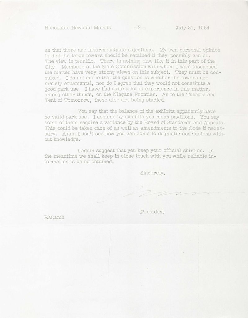 Letter from Robert Moses