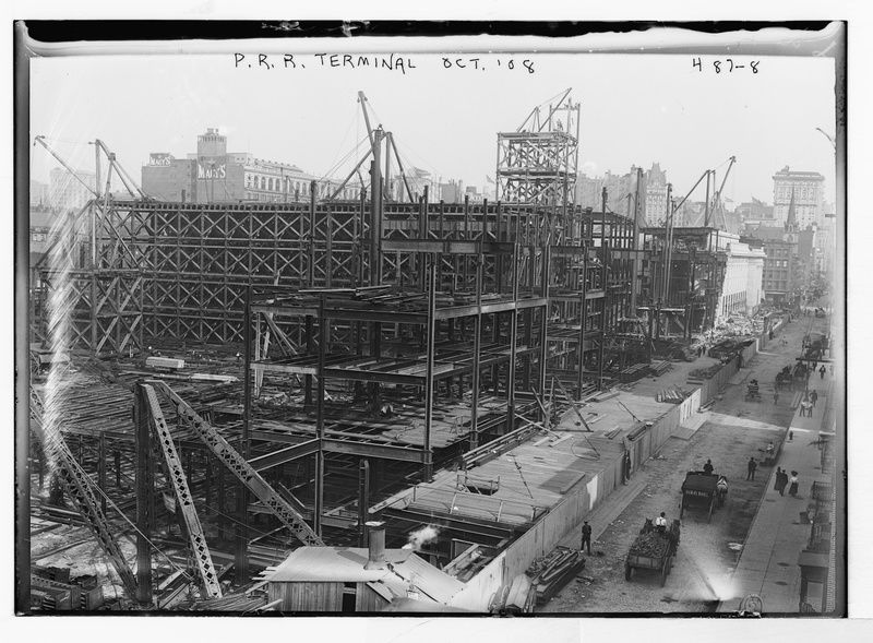 Steel frame of the original Penn Station