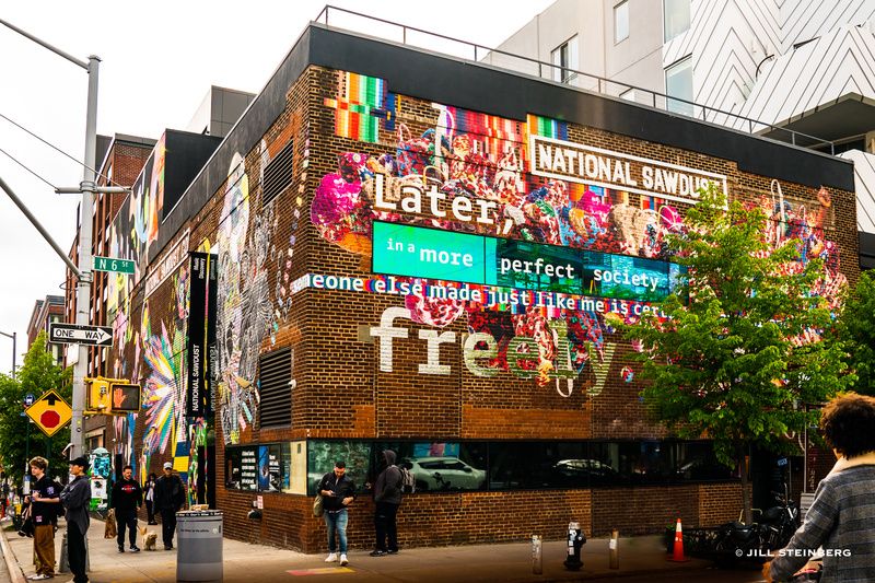 Lit mural by Nick Cave
