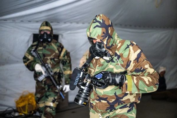 US Air Force public affairs airmen conduct medical, CBRN training during Scorpion Lens 26