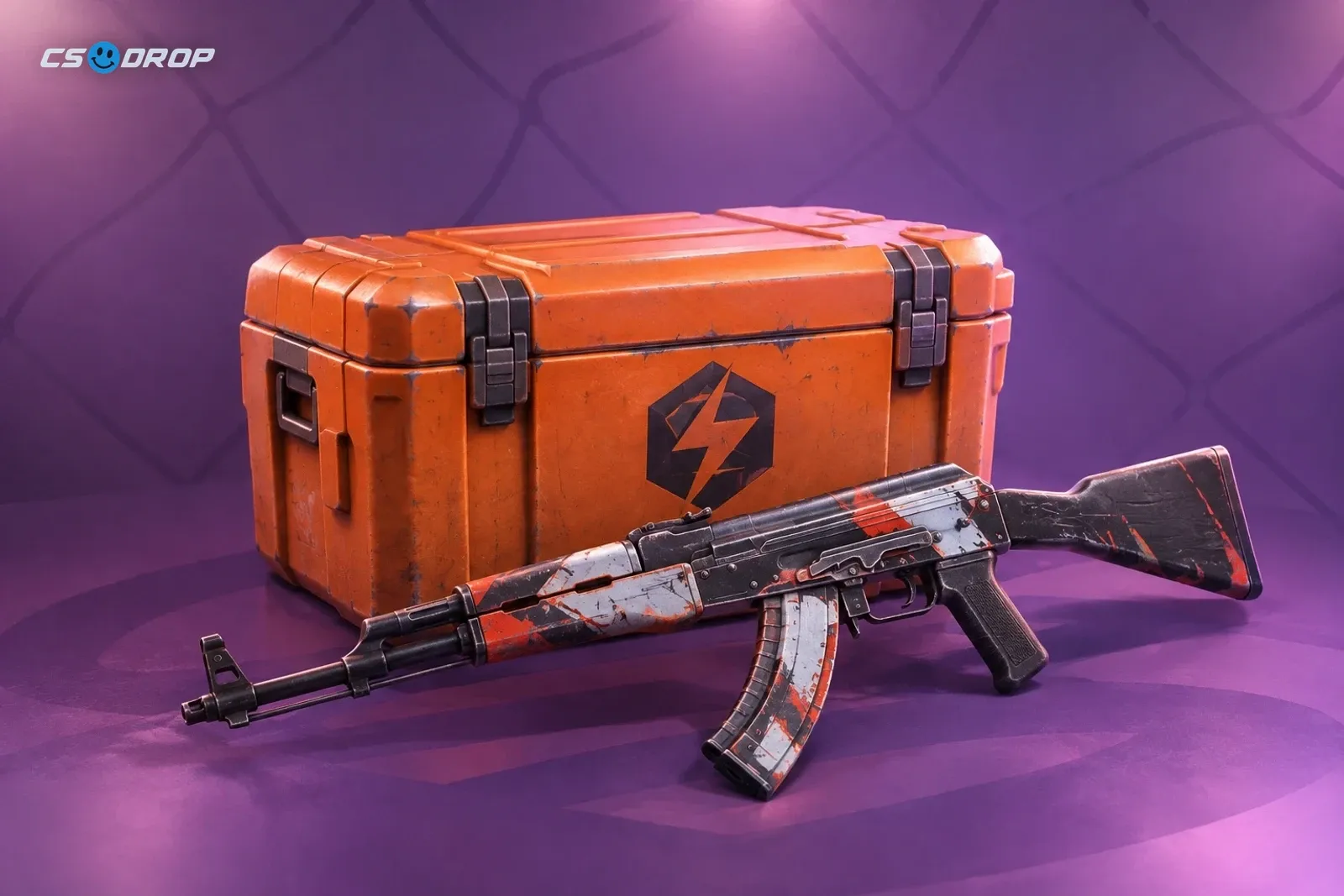 Inheritance, a rifle with a blue-and-gold porcelain-style finish | Kilowatt Case next to AK-47 | Inheritance, its most valuable regular skin