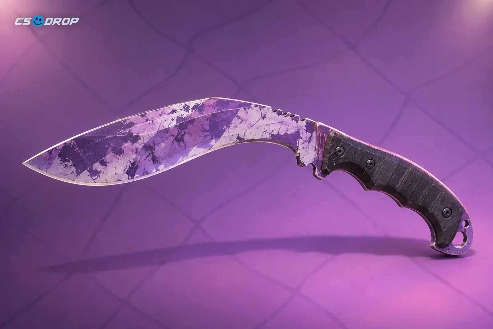 Fade: broad forward-angled kukri blade with a smooth gradient of gold, orange and magenta-pink, dark textured handle | Kukri Knife | Fade, a rare special item from the Kilowatt Case that pulls the average value up