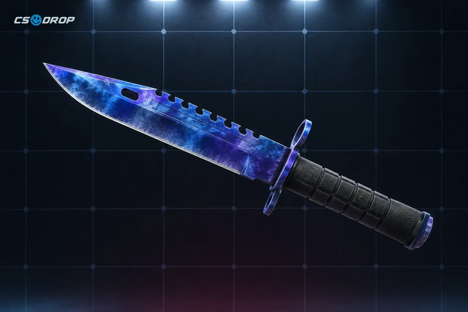 Crimson Web: broad bayonet blade, deep red finish crossed by black spiderweb lines, dark ridged handle | M9 Bayonet Crimson Web knife, a specific gold-tier target with very low odds per case