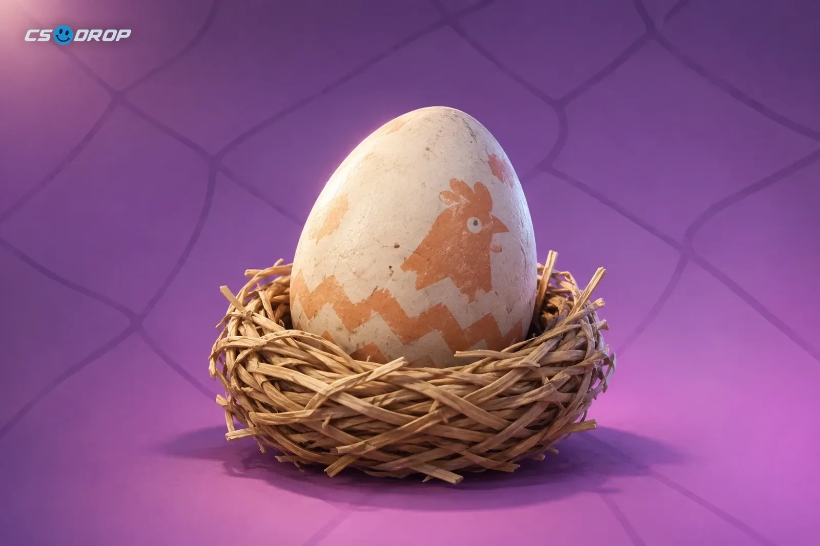 Huevo de pollo de CS2 en su nido, la mascota del paquete semanal