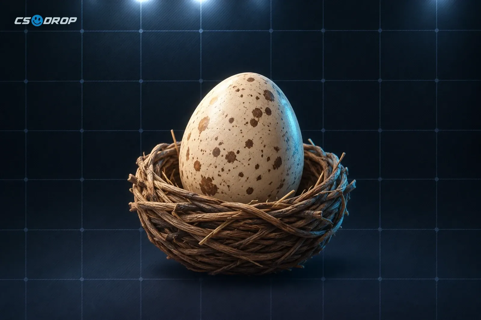 Ovo de galinha do CS2 em um ninho de vime, como aparece no menu principal