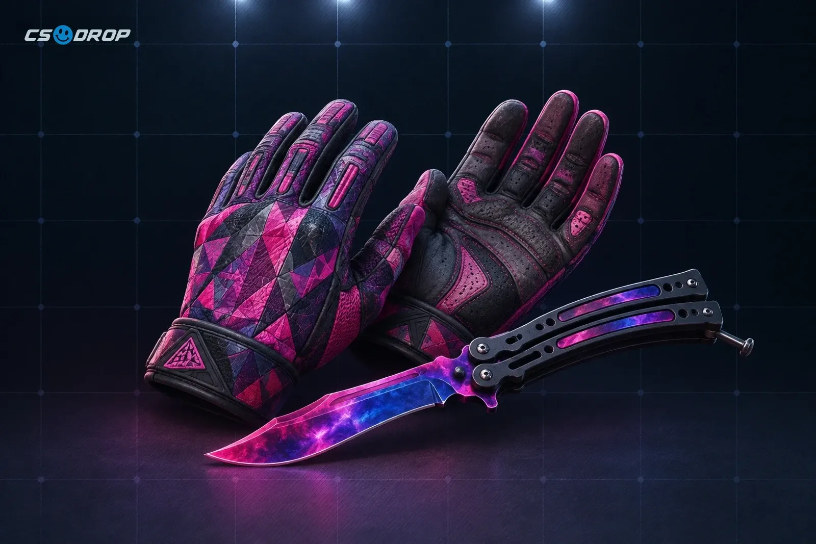Guantes Sport Gloves | Pandora's Box junto a un cuchillo mariposa Doppler, los premios más raros de una caja de CS2.