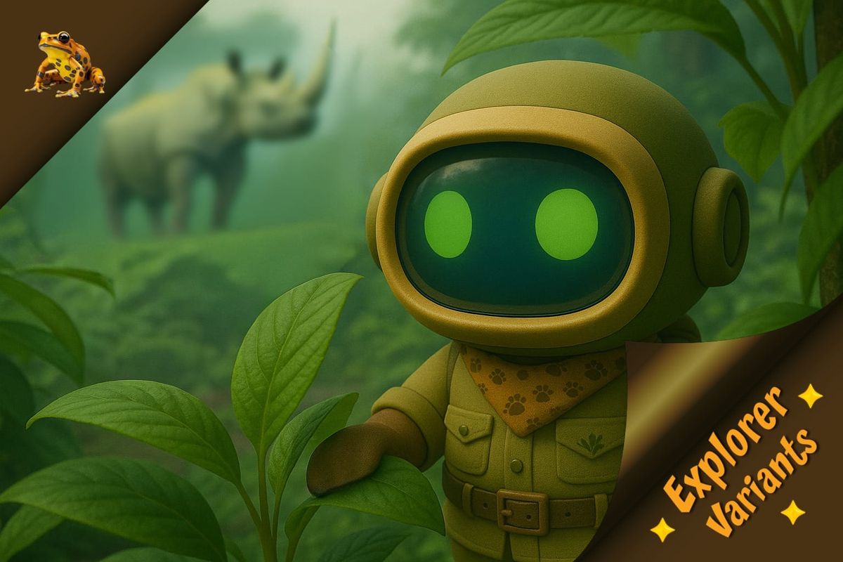 ELI the robot finds a rhino in the jungle