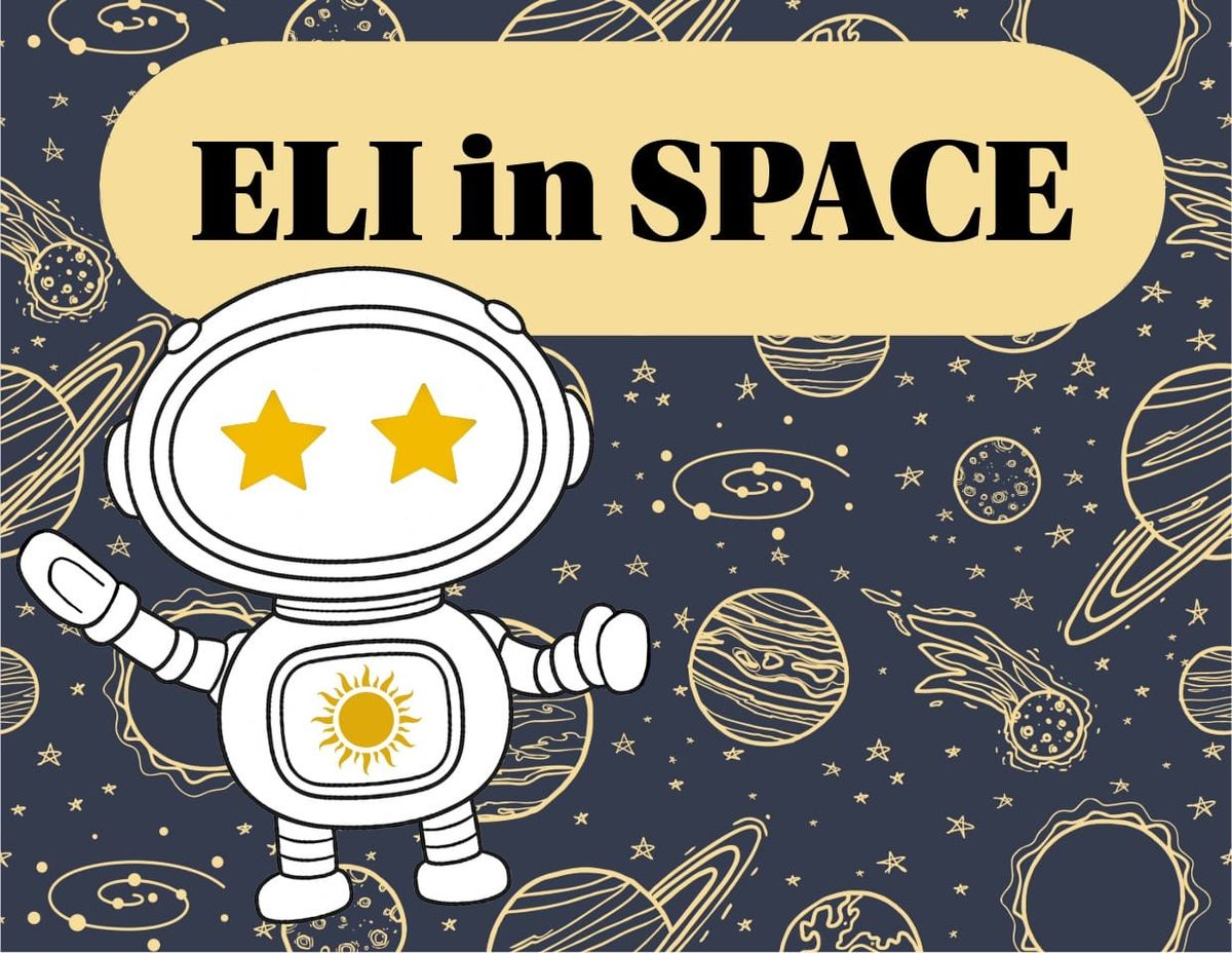 ELI the robot surrounded by planets