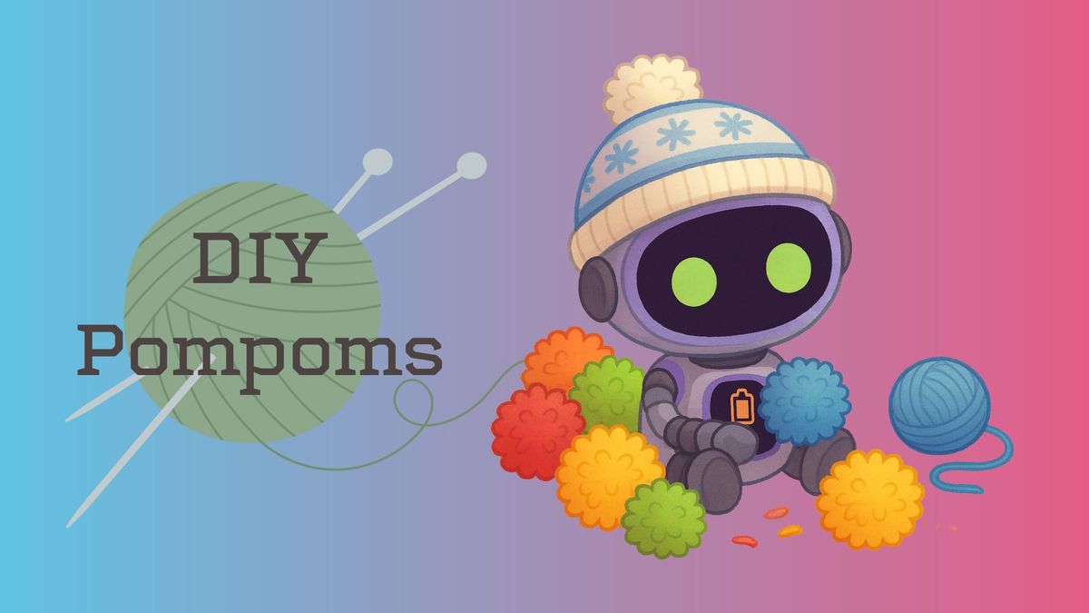 ELI the robot makes a pompom from yarn