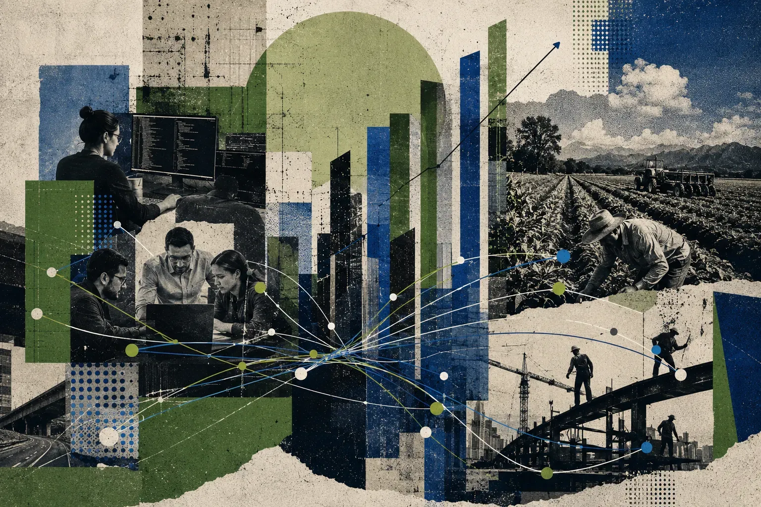 Editorial illustration on U.S. immigration policy and the local economy