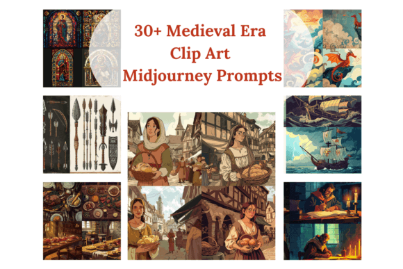🏰 30+ MidJourney Prompts for Medieval Era Clip Art 🎨✨