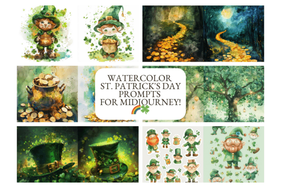 Watercolor St. Patrick’s Day Illustration Prompts for MidJourney 🌈🍀