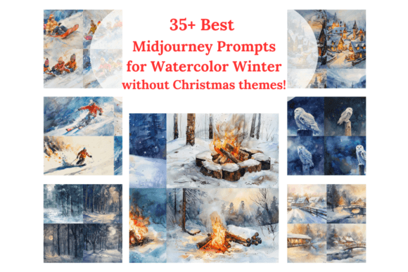 ❄️ 35+ MidJourney Prompts for Watercolor Winter (No Christmas)