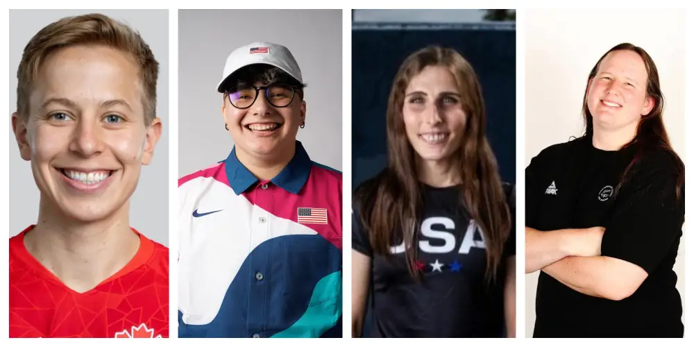Four trans athletes that competed in the 2020 Olympics - From left: Quinn (they/them), Alana Smith (they/them), Chelsea Wolfe (she/her), Laurel Hubbard (she/her). Team Canada, Team USA, Team USA Cycling, Team New Zealand, Insider
